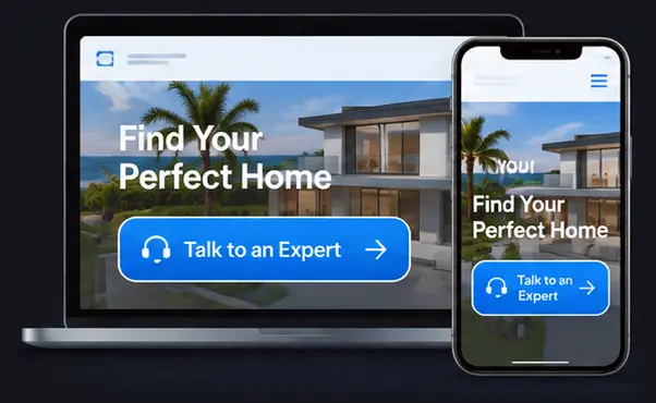 Talk to an Expert button on a website, shown on a laptop and a phone